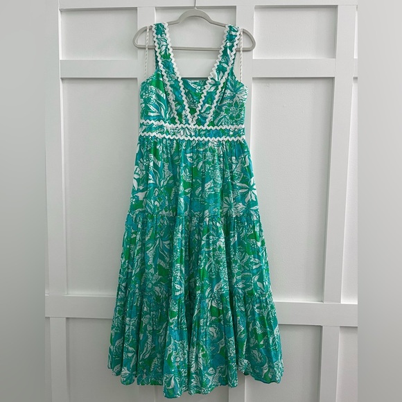 Lilly Pulitzer Dresses & Skirts - Lilly Pulitzer Pollie Cotton Midi Dress Botanical Green Safari
